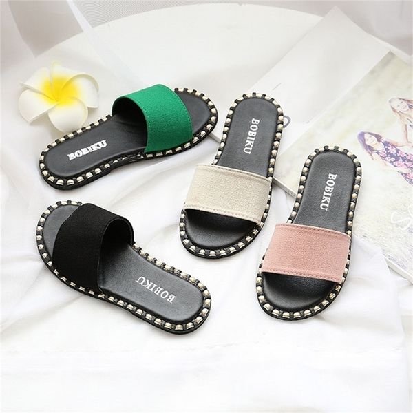 

new breathable wear-resistant non-slip soft bottom children' girls slippers color sweet flat slipper y201028, Black;grey