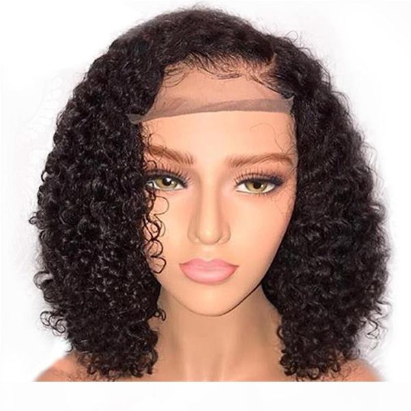 

curly 360 lace frontal wig pre plucked with baby hair brazilian remy 180% density lace front human hair wigs, Black