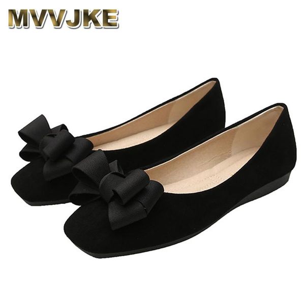 

mvvjke квартиры женщины моды бабочка узел площади toe партии кожа балетки плюс размер 33 - 43 shallow ladies квартиры, Black