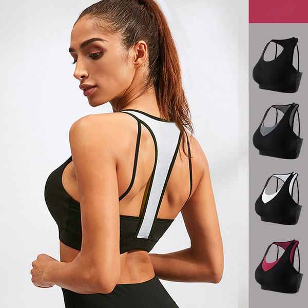 

women sports bra bra running yoga brassiere workout gym fitness high impact shockproof for dancing training vest tank, White