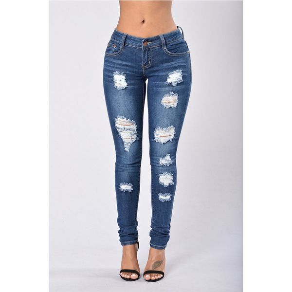 

jeans woman casual mid waist skinny hole ripped jeans for women fashion denim blue pants streetwear plus size jeans mujer d25 cx200821
