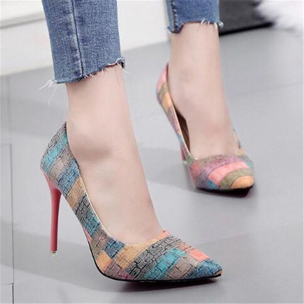 

plus size 34-42 2020 spell color women pump high heels single shoes female summer patent leather wedding party woman gladiator, Black