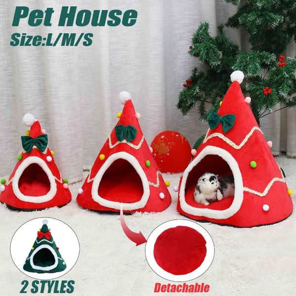 

cat beds & furniture bed christmas comfortable plush pet soft small dog washable puppy cushion kennel portable warm basket supplies