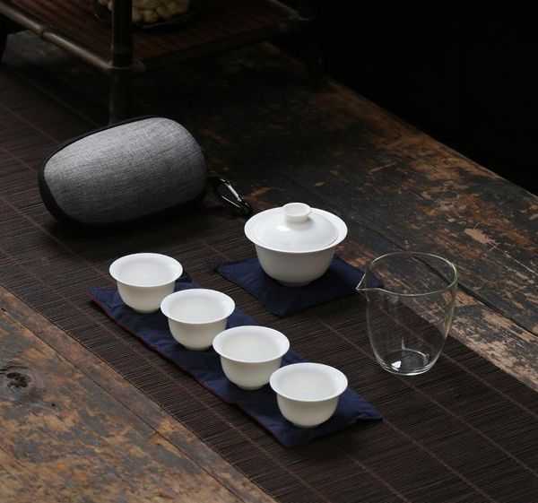 

tangpin белый керамический чайник gaiwan фарфоровые чашки для чайных наборов портативный туристический чай набор питьевой программы jllmiv