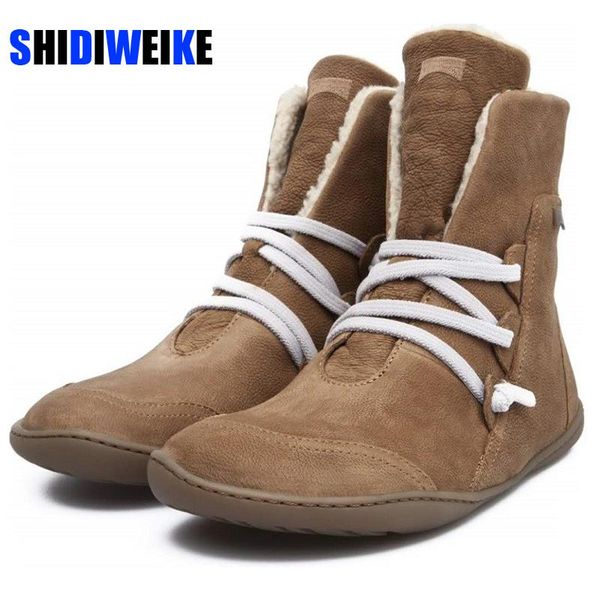 

winter shoes add fur warm leather boots women large size 41 42 43 casual martin boots women snow footwear ac290, Black