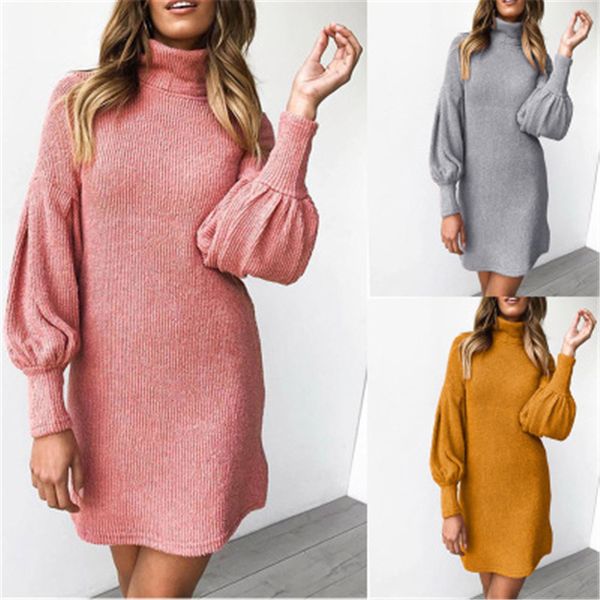 

women threaded round neck dress fashion trend buttocks long sleeve high neck short skirt designer female autumn new casual loose dress, Black;gray