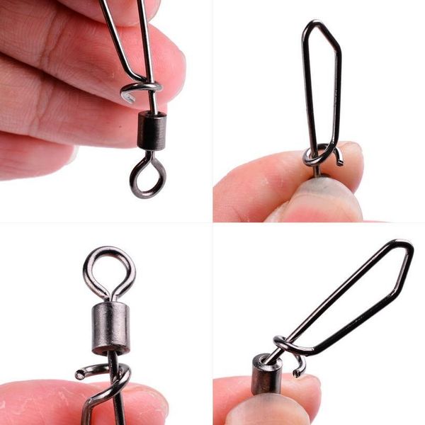 

50pcs/box swivels with t-shape snap size 2# 4# 6# 8# 10# 12# 1/0# rolling snaps barrel swivel hook lure connector carp bbyygw