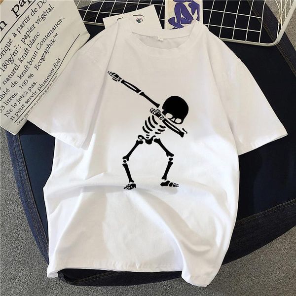 

2021 fashion graphic t-shirt women'scasual summer t-shirt and 90s print harajuku dancing skull kawaii t-shirt, White