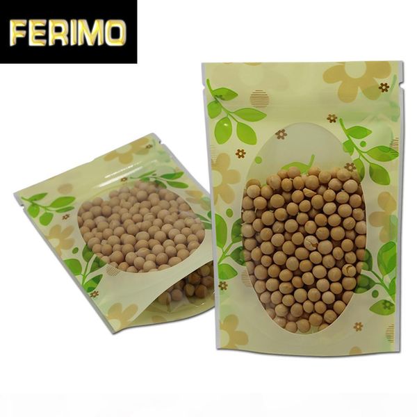 

dhl zip lock plastic packaging bag doypack stand up pouch with clear window zipper reclosable food grain beans tea pack bag