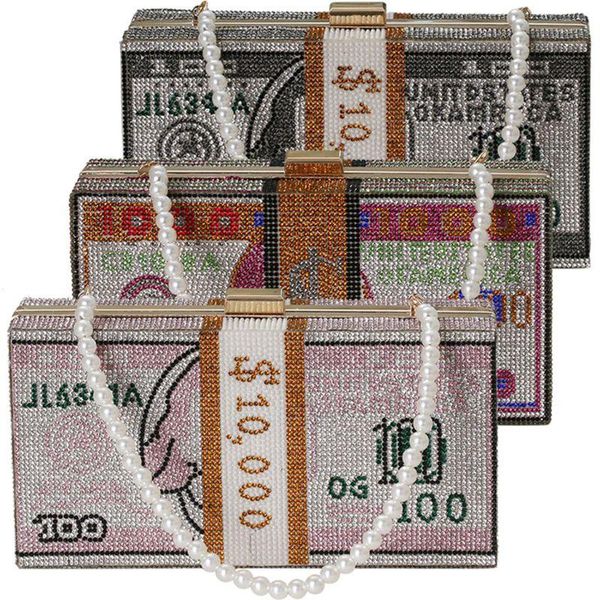 

shoulder bags stack of cash crystals women money evening clutch 20ca