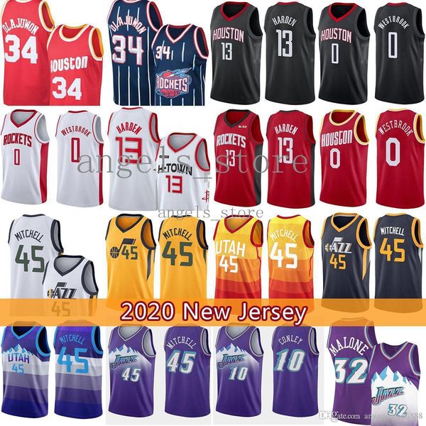 

донован 40 джеймс рассел 13 митчелл хардин уэстбрук джерси юта джаз хьюстон rocket hakeem olajuwon karl john malone stockton, Black;red