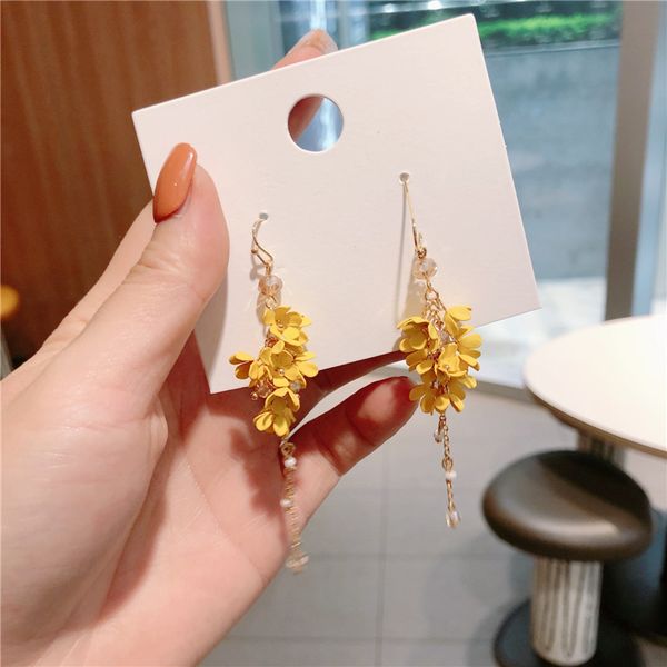 Dangle Chandelier des Boucles d'oreilles moda coreana orelha jóias primavera e verão flores cordas brincos mulheres mulheres