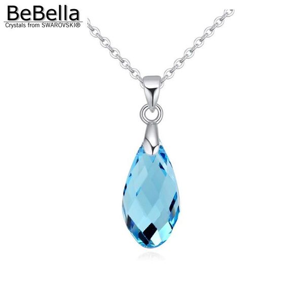 

bebella water drop crystal pendant necklace with crystals from original brand fashion jewelry for women girl gift, Silver
