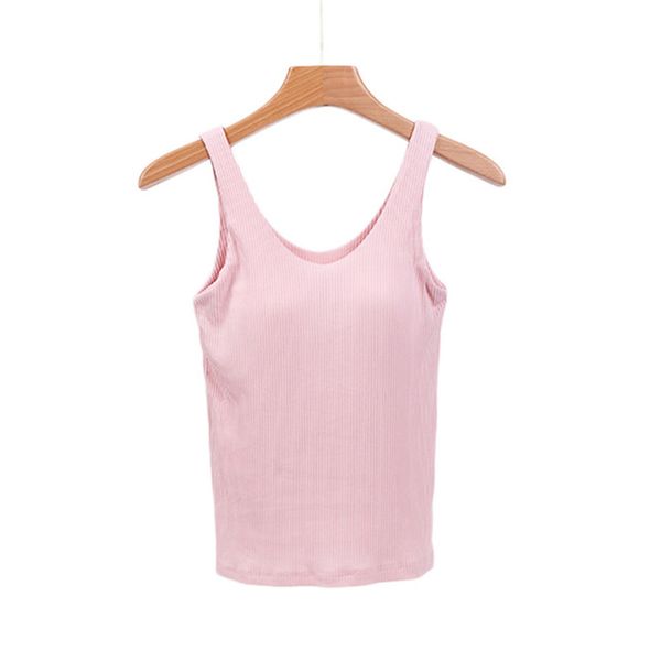 

2021 new women tank female solid crop strap sleeveless camis chest pad push up cropped camisole femme f8kt, Black;white