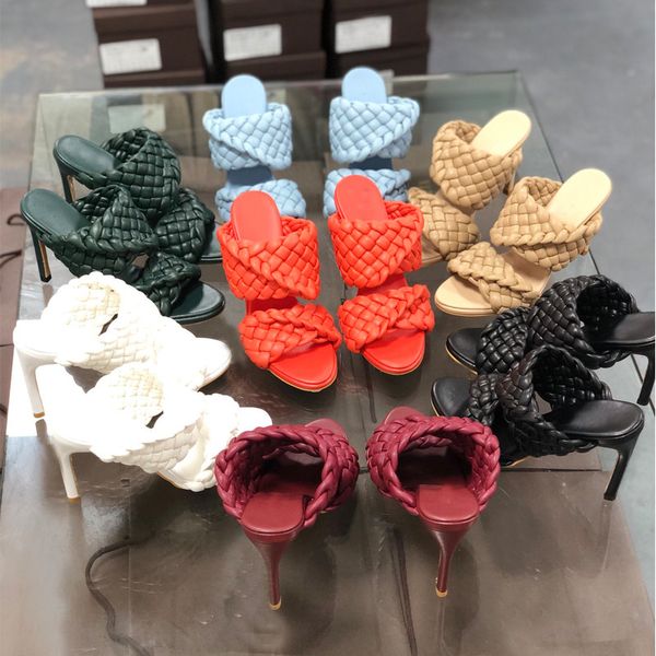 

womens fashion spring and summer new high heel open toe flower ribbon half slippers solid color womens sandals original box, Black