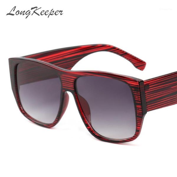 

LongKeeper Vintage Square Sunglasses Women Fashion Red Stripe Design Shades Men Retro Sun Glasses oculos masculino1, White;black