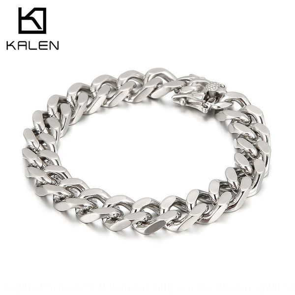 

men's simple 316l stainless steel bracelet punk rock titanium steel four side grinding bracelet xn46s, Golden;silver