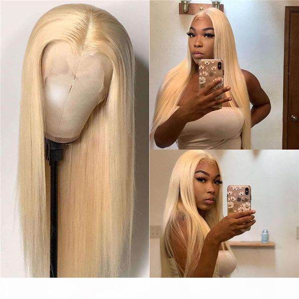 

ymsbeauty # 613 светлый цвет полный парики шнурка человеческих волос прямой блондинка прозрачное кружево фронт парики для белых женщин с реб, Black;brown