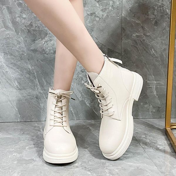 

2020 winter autumn fashion lace-up zipper women motorcycle boots sports platform ladies shoes women's ankle boots, Black