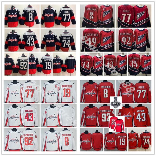 

new reverse retro washington capitals 8 alex ovechkin tj oshie evgeny kuznetsov backstrom wilson carlson lundqvist champions hockey jersey, Black;red