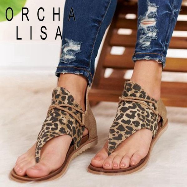 

sandals orchalisa ladies 2021 clip toe leopard pattern rome desigher stylish all-match plus size 35-43 summer casual c22631, Black