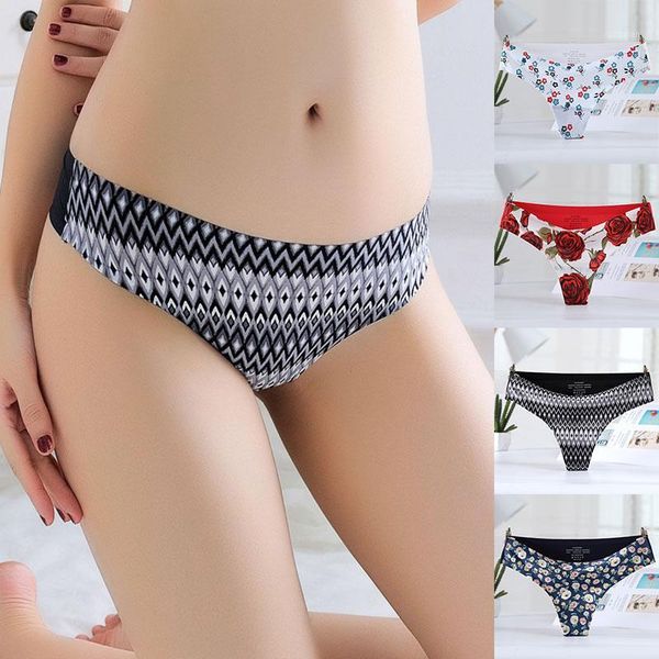 

floral print seamless panties women underwear girl utra-thin briefs intimates one piece sport underpants lingerie1, Black;pink