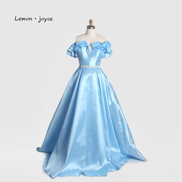 

lemon joyce elegant prom dresses long 2020 v-neck off the shoulder a-line simple party gowns plus size, White;black