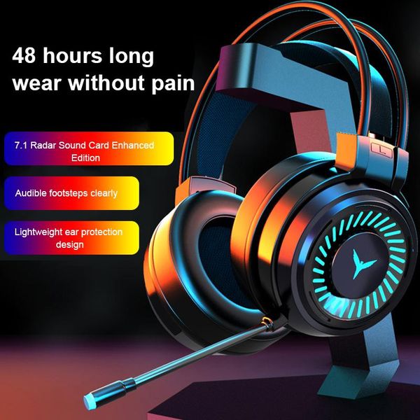 

g58 computer gaming headsets surround sound stereo wired earphones usb microphone colorful light pc lapgame headphones