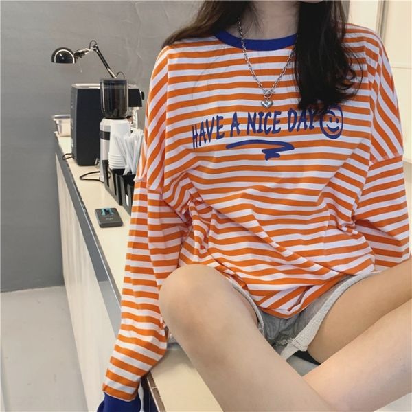 

early autumn 2020 new sweater korean loose thin sweater stitching striped female 20775 wndmt, White