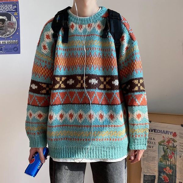 

sweater men's loose knit in autumn and winter, White;black