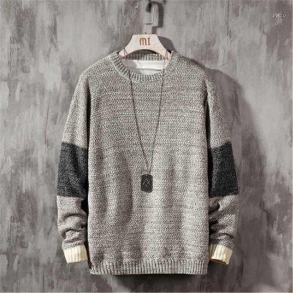 

2020 new sweater men long sleeves autumn winter pullover knitted o-neck plus asian size 1, Gray