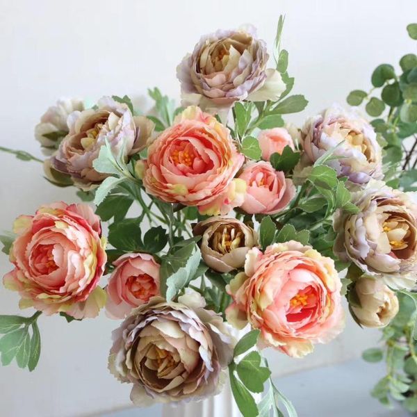 

2 heads silk peony artificial royal lotus peony flower branch for wedding home party decortaion fake flower faux flowers1
