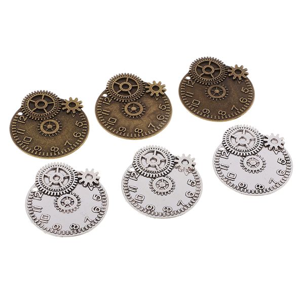 

6 pieces antique steampunk gears charms clock watch wheel gear for crafting, Black