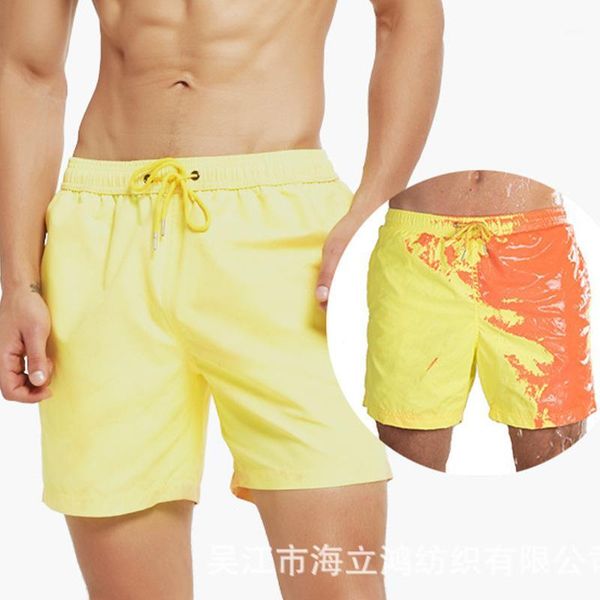 

plus size summer boardshorts color-changing beach shorts men quick dry drawstring swimming trunks discoloration shorts 2020 new1