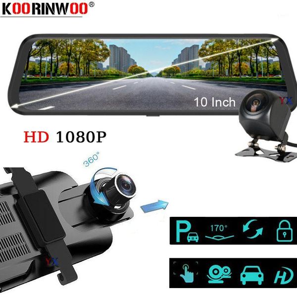

car dvr dvrs koorinwoo 2021 mirror dual 9.68" monitor 1920p full touch ips curved screen front camera rearview double recorder1