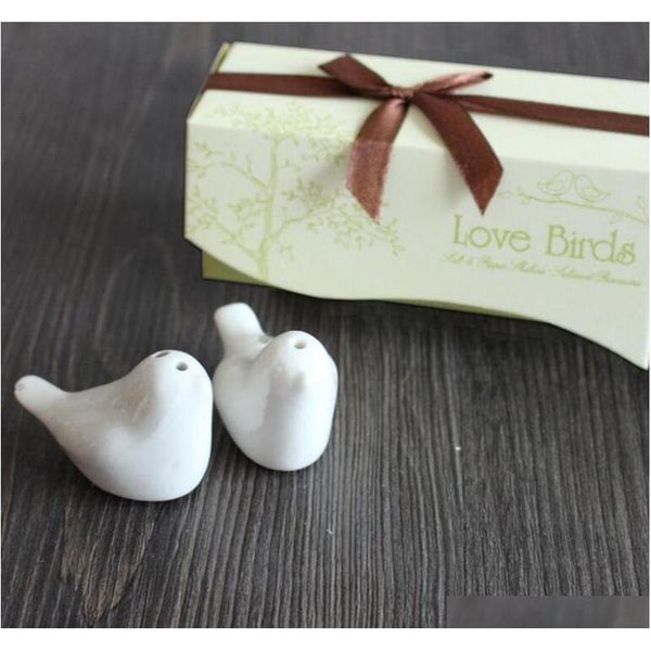 

mini wedding favor love bird salt and pepper shaker set party gift with package box jllzsp jjxh