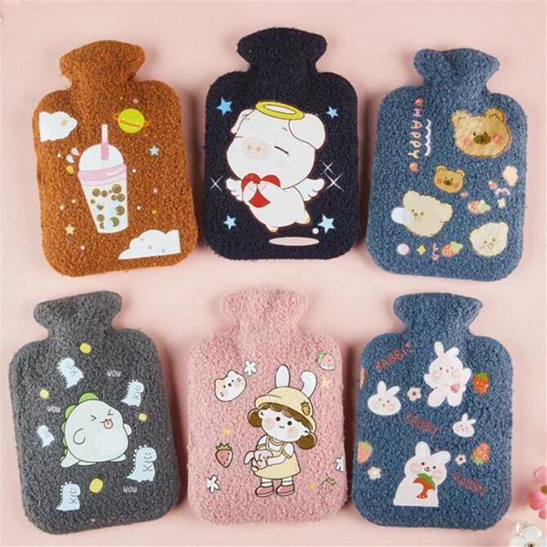 

cute water bottle portable teddy cashmere plush cold proof fleece bag for women hand warm water bottle safe explosion proof wmteii