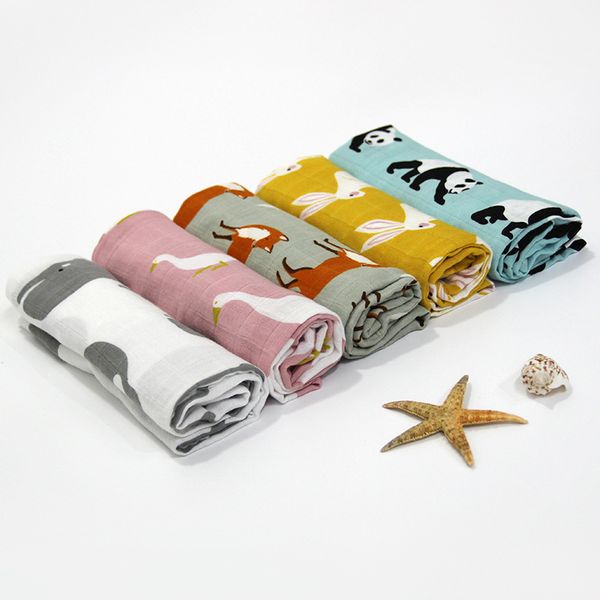 

2 pcs baby towel 2 layers organic cotton gauze material children towels soft cartoon towel baby bath towel for newborns lj201026