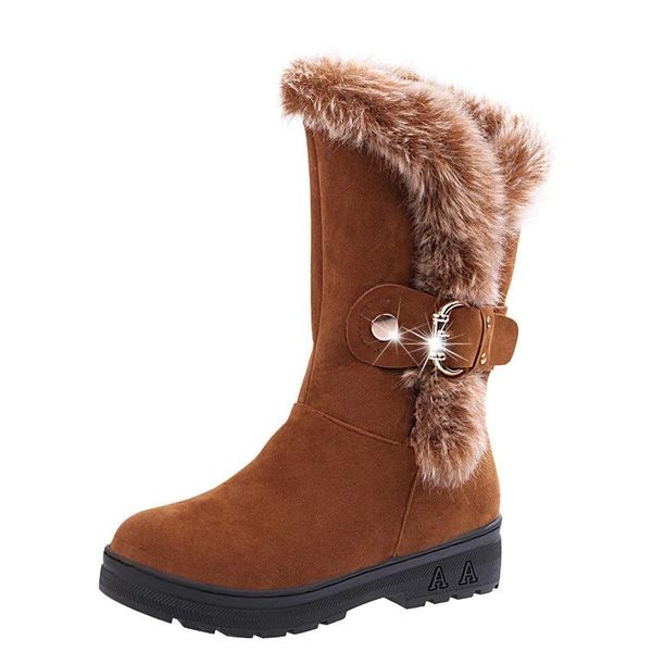 

faux fur new winter warm woman ankle boots slip on creepers casual shoes woman flats with suede platform shoes 2020, Black