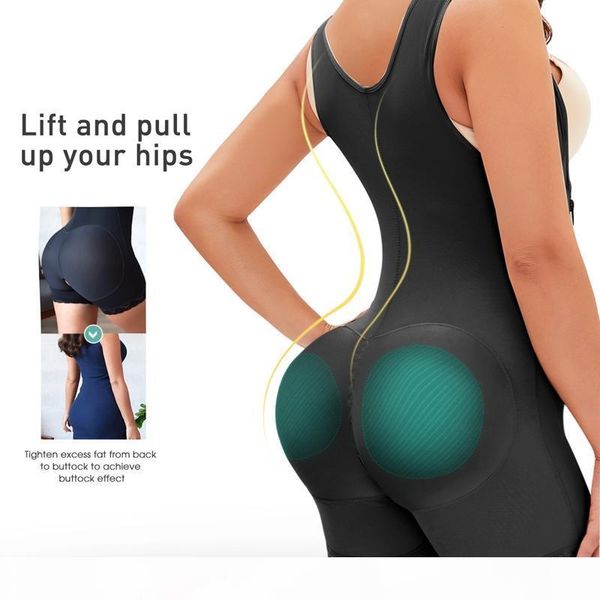 

shapewear for women tummy control fajas colombianas seamless waist firm control body shaper zipper open bust bodysuit, Black;white