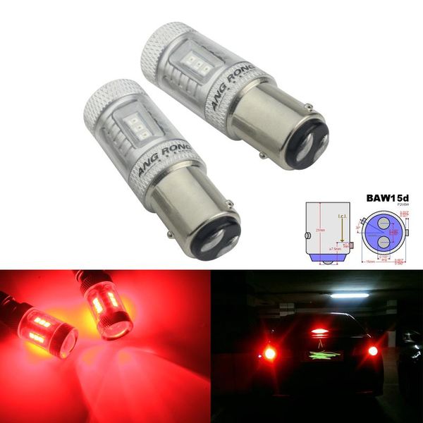 

angrong 2x baw15d 567 pr21/5w bulbs 15w led tail sbrake rear fog light red(ca317