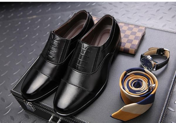 

men wedding shoes microfiber leather formal business pointed toe for man dress shoes men's oxford flats 2020 new, Black