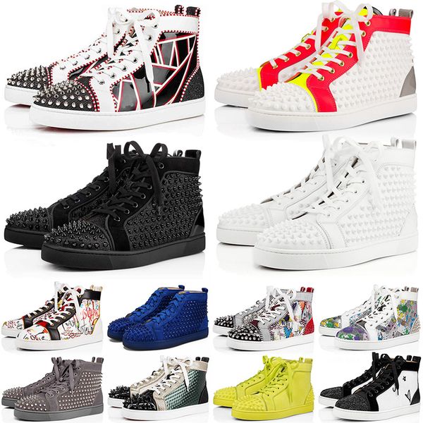 

red bottoms 2021 men women studded spikes loafers luxurys platform junior spikes designer sneakers loafers suede leather flat casual shoes, Black