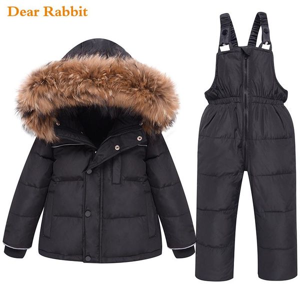 

2020 new children clothing set down jacket winter baby suspender trousers child girl ski suit boys kids clothes toddler jumpsuit, White