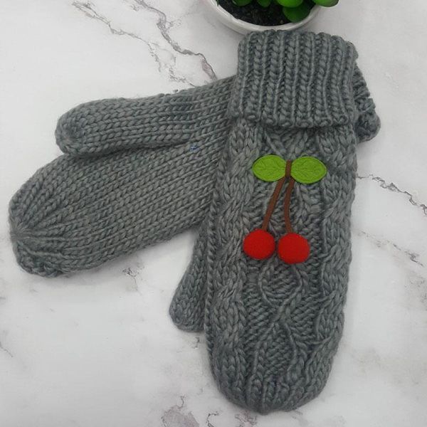 

зима теплая вишневый шерстяные вязаные перчатки дамы осень корейской версии утолщенные plus бархатные перчатки варежки мода jllsys light2010, Black