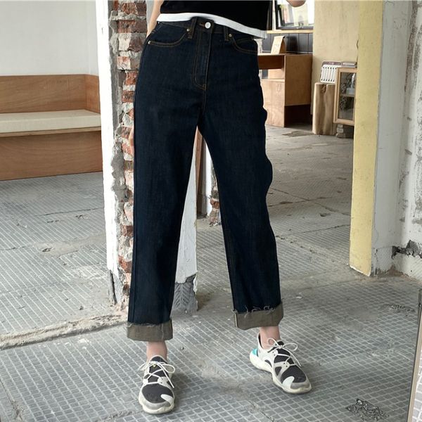 

dark 2021 blue breeches feminine brim new fall thin retro tall joker pants 6k7q