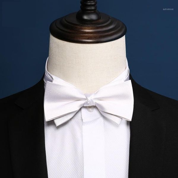

2020 brand new fashion men's bow ties double fabric elegant white silk bowtie banquet wedding party butterfly tie with gift box1, Black;gray
