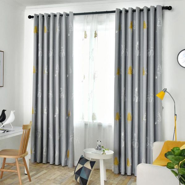 

curtain & drapes custom the nordic curtains for living room bedroom pastoral embroidery forest fawn full light-shielding general pleat