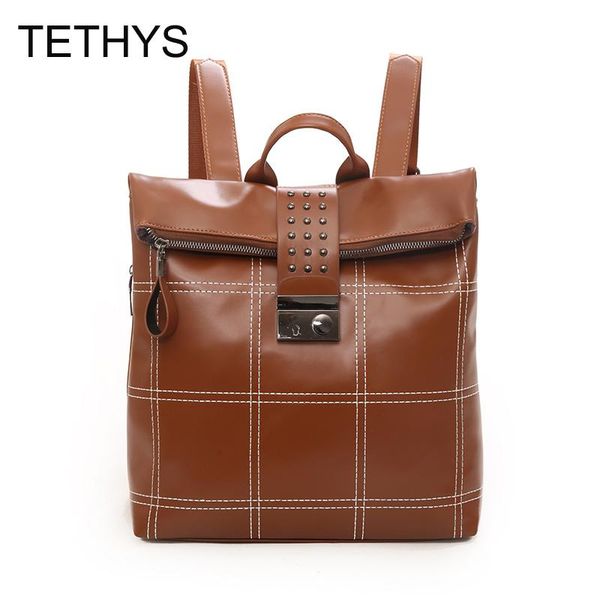 

tethys women backpack designer rivet backpack women leather back pack school bags for teenage girls mochila mujer