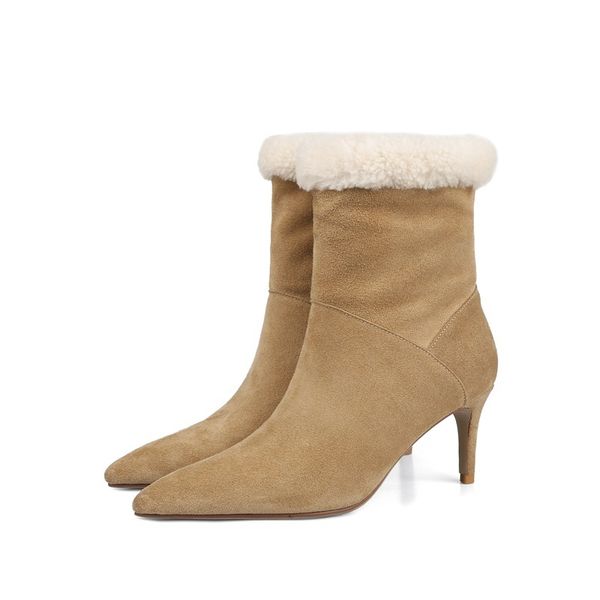 

2021 winter party shoes retro to boots heels feminine ankle size 40 fxpf, Black